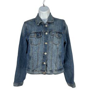 Maurices Womens Small Blue Denim Jacket Cotton Blend Button Down Made In China